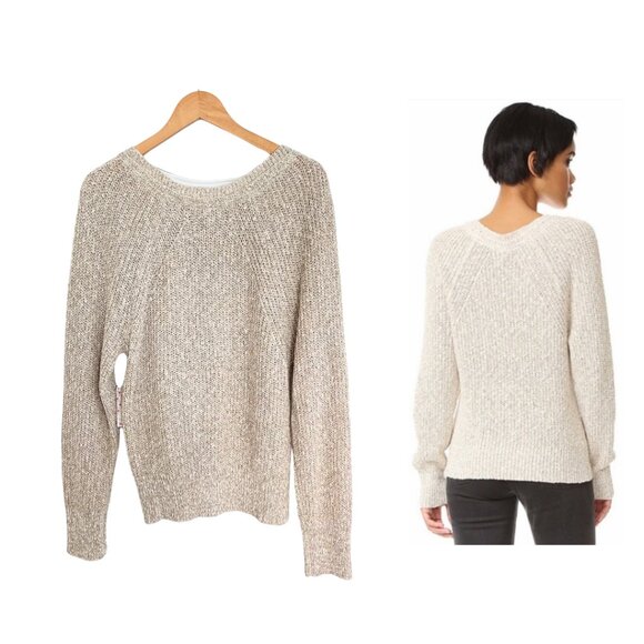Free People Sweater Women Large Electric City Pullover Knit White Beige OB560520 - Picture 2 of 13